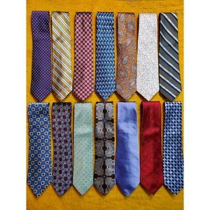 14 pc ~ JOS A BANK ~ BROOKS BROTHERS ~ MENS SILK DRESS TIES #2 ~GEOMETRICS ~ 59"